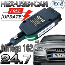 VAG COM 24.7 스캐너 도구, VAG KKL VAGCOM 케이블, OBD2 진단 케이블, 다국어 스캐너, VCDS HEX V2 VAG COM, 2024 최신