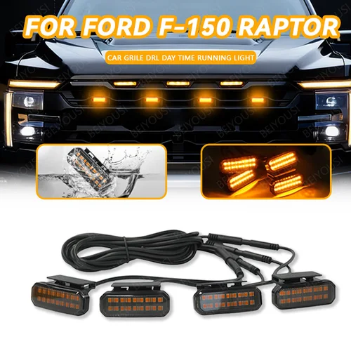Imagen 1 del producto Luz de rejilla delantera de 18LED para FORD F-150 RAPTOR, luz de circulación diurna para coche, lámpara de cejas para rueda para camioneta todoterreno, 12V
