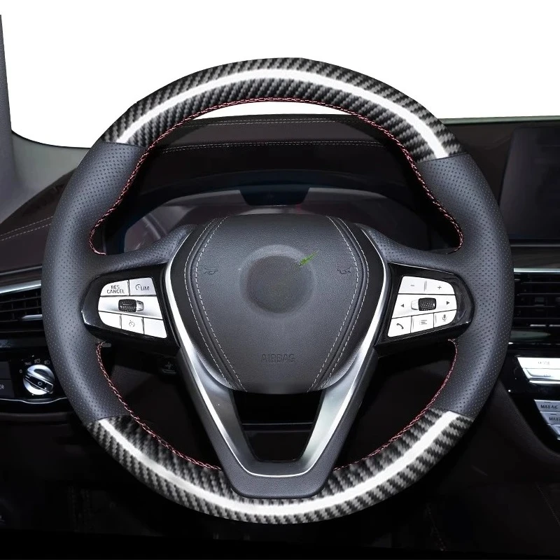 

Сшитый вручную противоскользящий дышащий кожаный чехол на руль для BMW 5 3 1 4 7 серии X1 X3 X5 X6 X7 автомобильные аксессуары