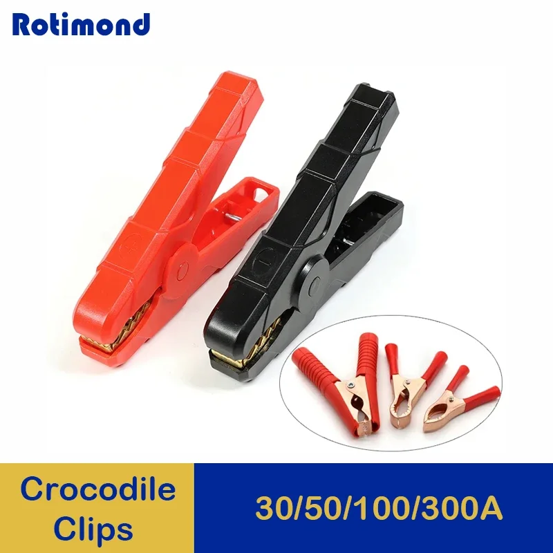 

1-5Pairs Black+Red Set 30A~300A Copper Crocodile Clips for Car Caravan Van Batteries Test Lead Plug Power Connector Battery Clip