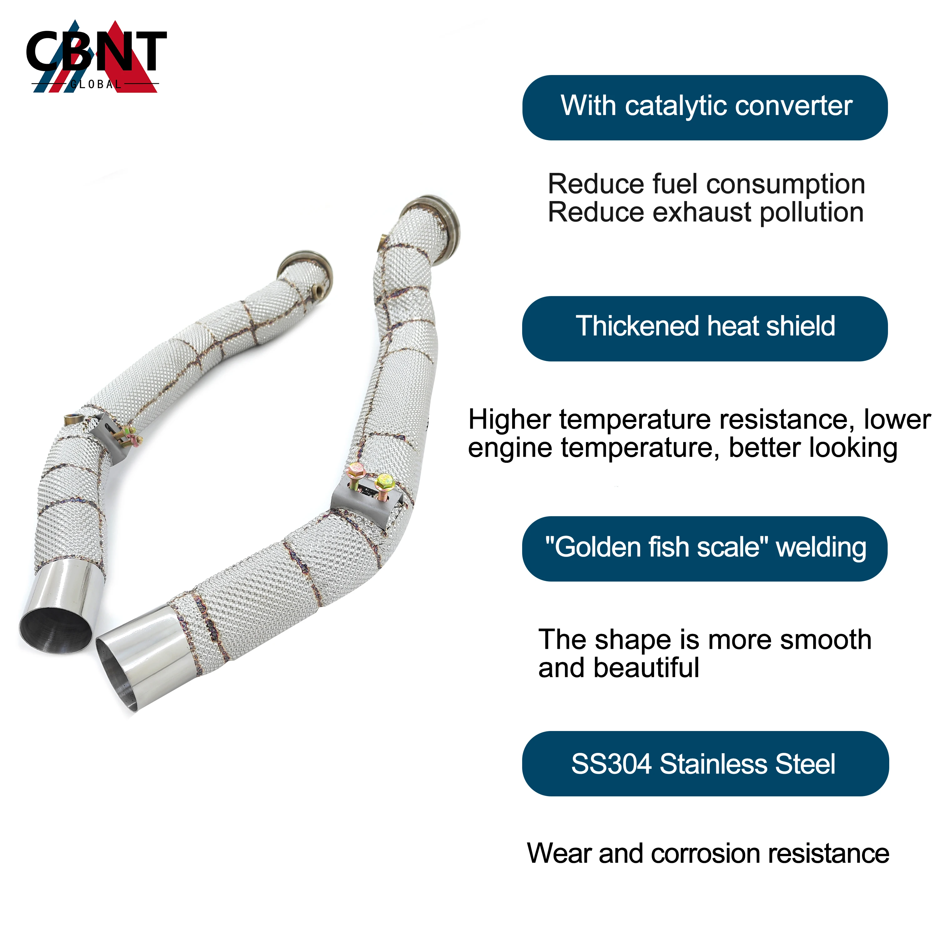 CBNT Exhaust Pipe for Maserati Ghibli Levante Quattroporte S Q4 3.0T Exhaust-header Downpipe with Heat Shield Exhaust System