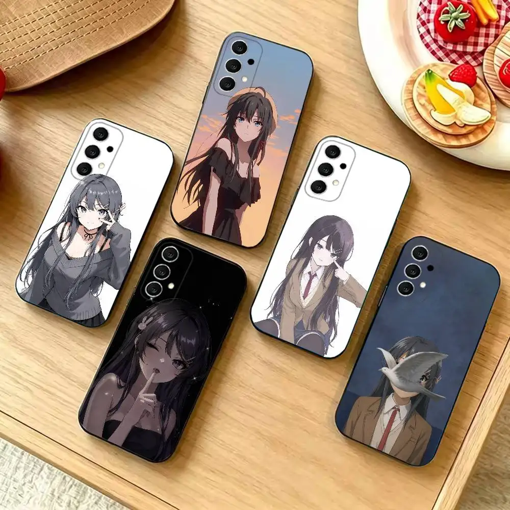 Mai S-sakurajimas cute-e Slim Shockproof Black Phone Case, Compatible with Samsung S20-S26,Note20,Ultra,Plus,FE,Lite