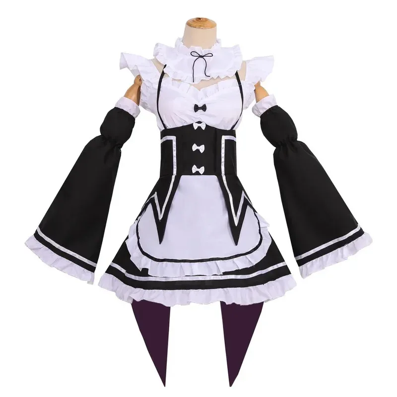 2025年-イイイイ-アニメ-リゼロから始める異世界生活-ラム-レム-コスプレ衣装-黒メイド服-ドレス-エプロン-制服セット-ハロウィン