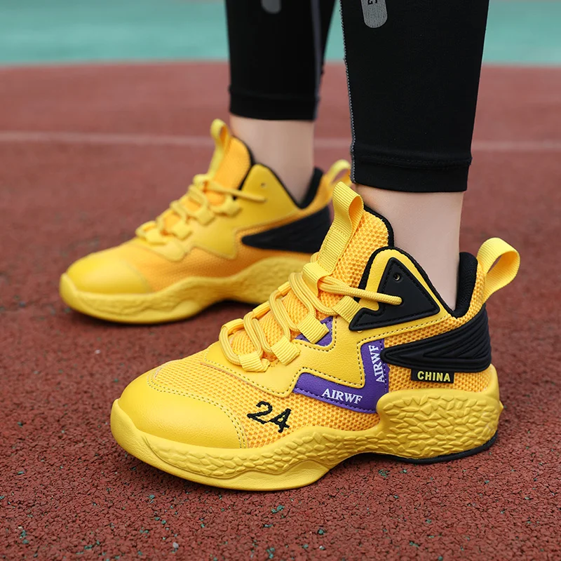 

Children's Basketball Shoes High-quality Fashionable Mid Top Sports Shoes Popular Lace Up Outdoor Running Shoes for Kids