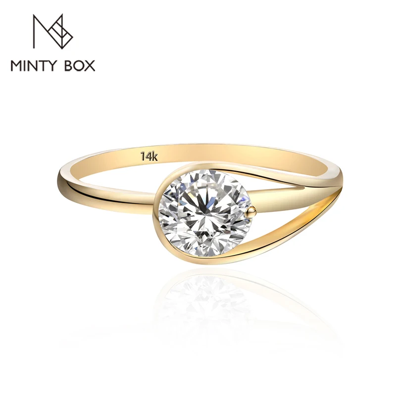 

MINTYBOX D Color Round 6.0mm S925 Moissanite Ring Pure 10K 14K Gold Luxurly Au585 Ring for Women Engagement Fine Jewelry Gift