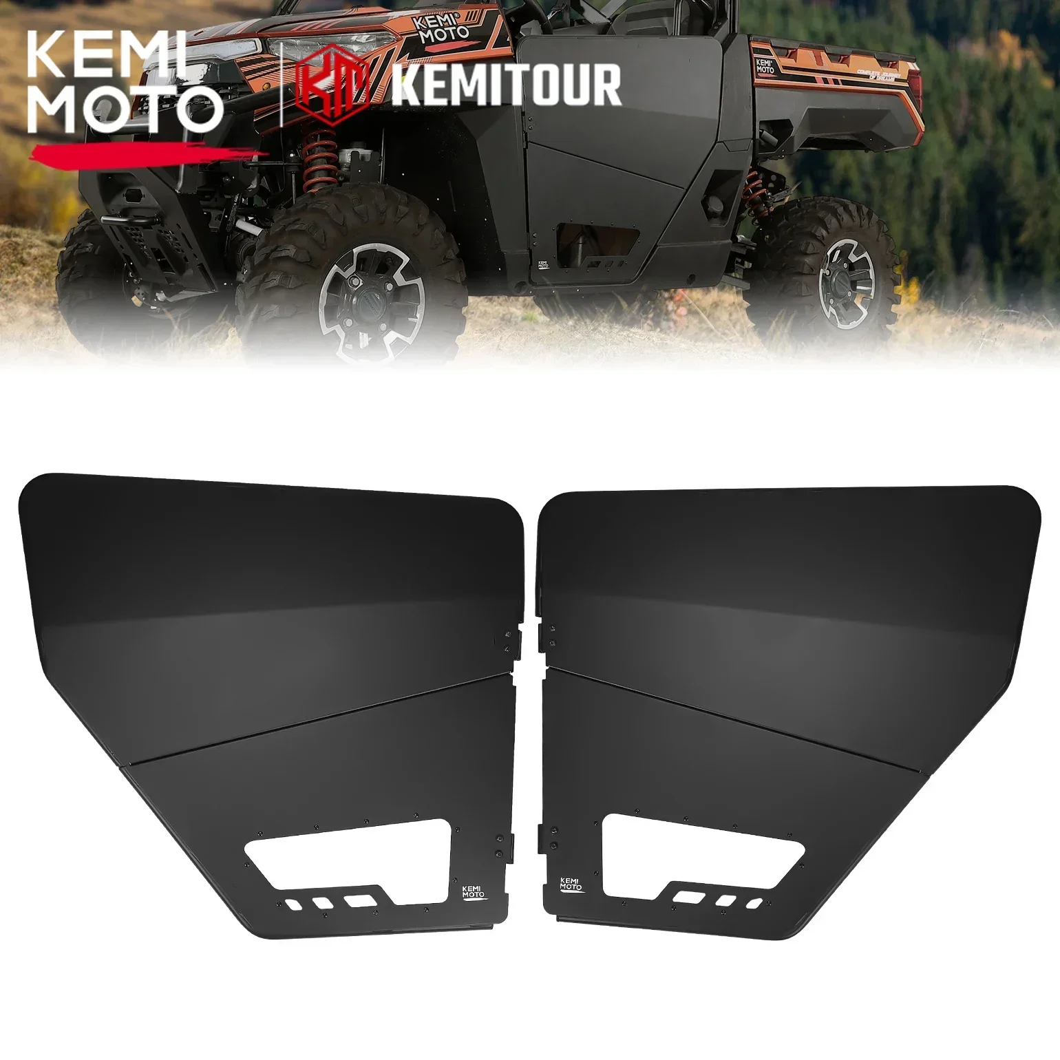 

KEMIMOTO UTV Half Door Compatible with Polaris Ranger XP 1000 2018-2024 2025 Aluminum Doors with Transparent Thickened PC Window