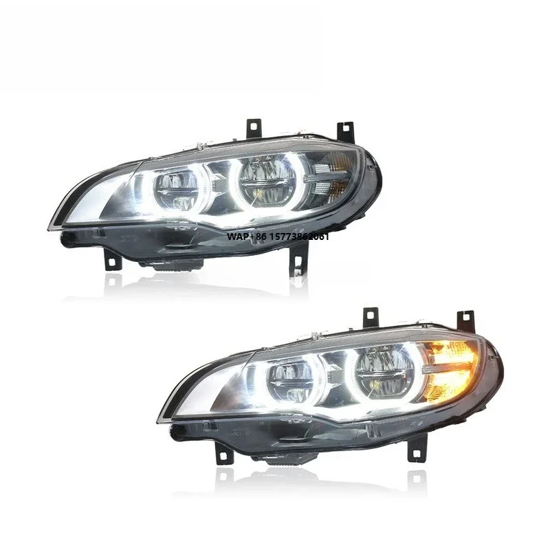 

1 Unit for X6 Headlight Assembly E71 Modification with High-end LED Angel Eyes Daytime Running Lights and Turn Signals