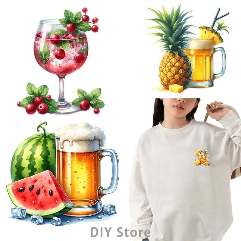 summer fruit beverage dtf transfers ready to press Heat Transfer On Clothes Heat Transfer iron on transfer for clothing.