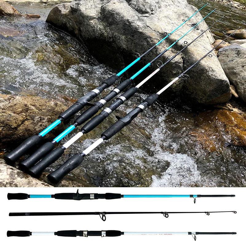 1.5/1.8M Ultralight 2 Sections Spin/Cast Carbon Lure Fishing Rod Line W.T 5-15LB M Power Saltwater Jigging Pole with EVA Handle