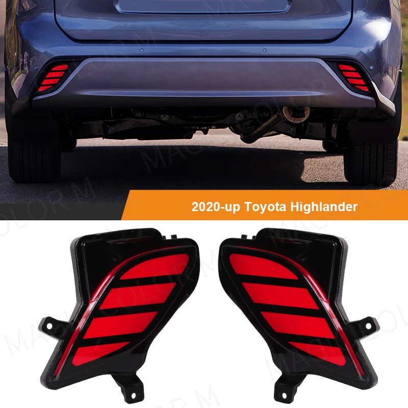 

Car LED Rear Bumper Light Reflector For Toyota Highlander 2020 2021 2022 Dynamic Turn Signal Light Brake Fog Lamp Accessories