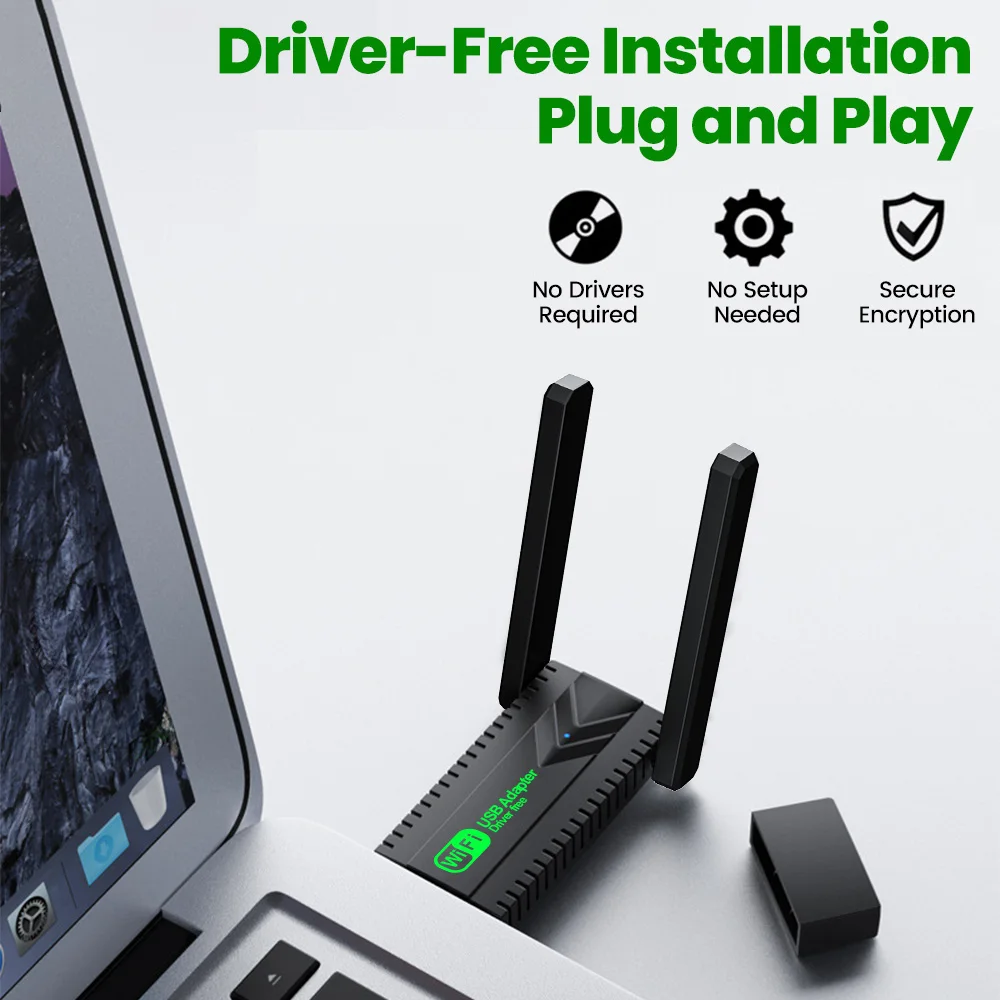 WiFi 5 USB Adapter 600Mbps USB Dongle Wireless Network Card Dual Band 2.4/5Ghz Ethernet Receiver Free Driver For Win 7/8/10/11
