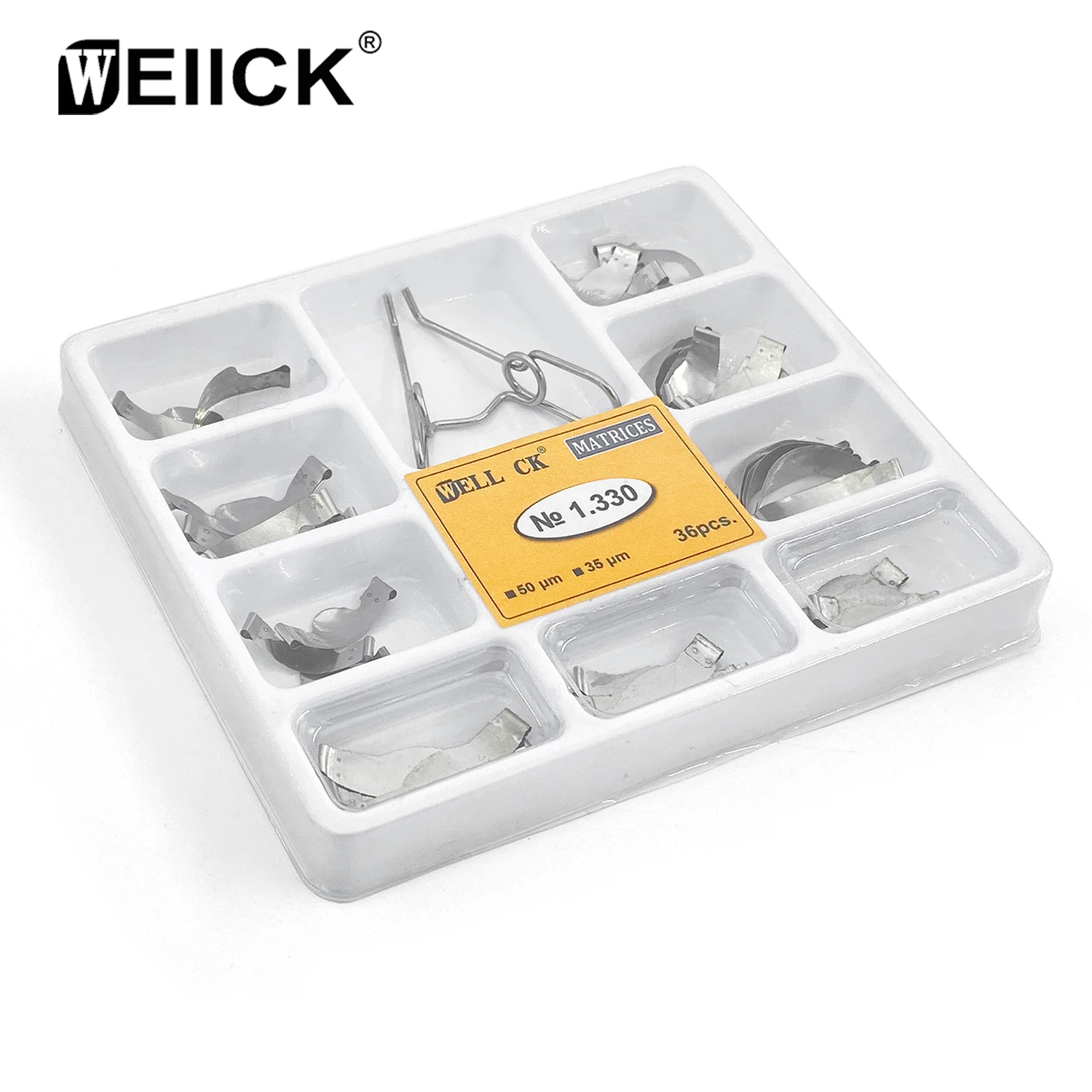 WellCK Dental Matrix with Springclip No.1.330 Sectional Contoured Metal Matrices Full kit for Teeth Replacement Dentsit Tools