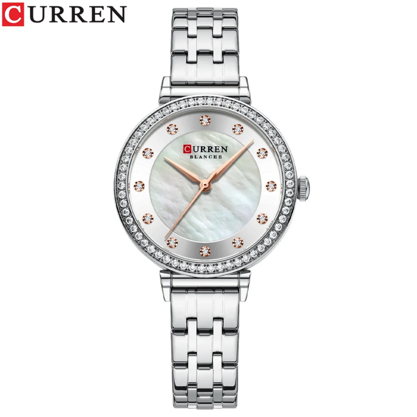 CURREN Top Brand Ladies Simple Fashion Quartz Watch Stainless Steel Classic Elegant Diamond Waterproof Ladies Watch Reloj Mujer view 2