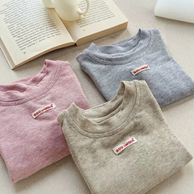 1-12Yrs Kids Girls Short Sleeves Bellbell Summer Children Girls Sticker T-shirts Round Collar Toddler Babys Girls T-shirts