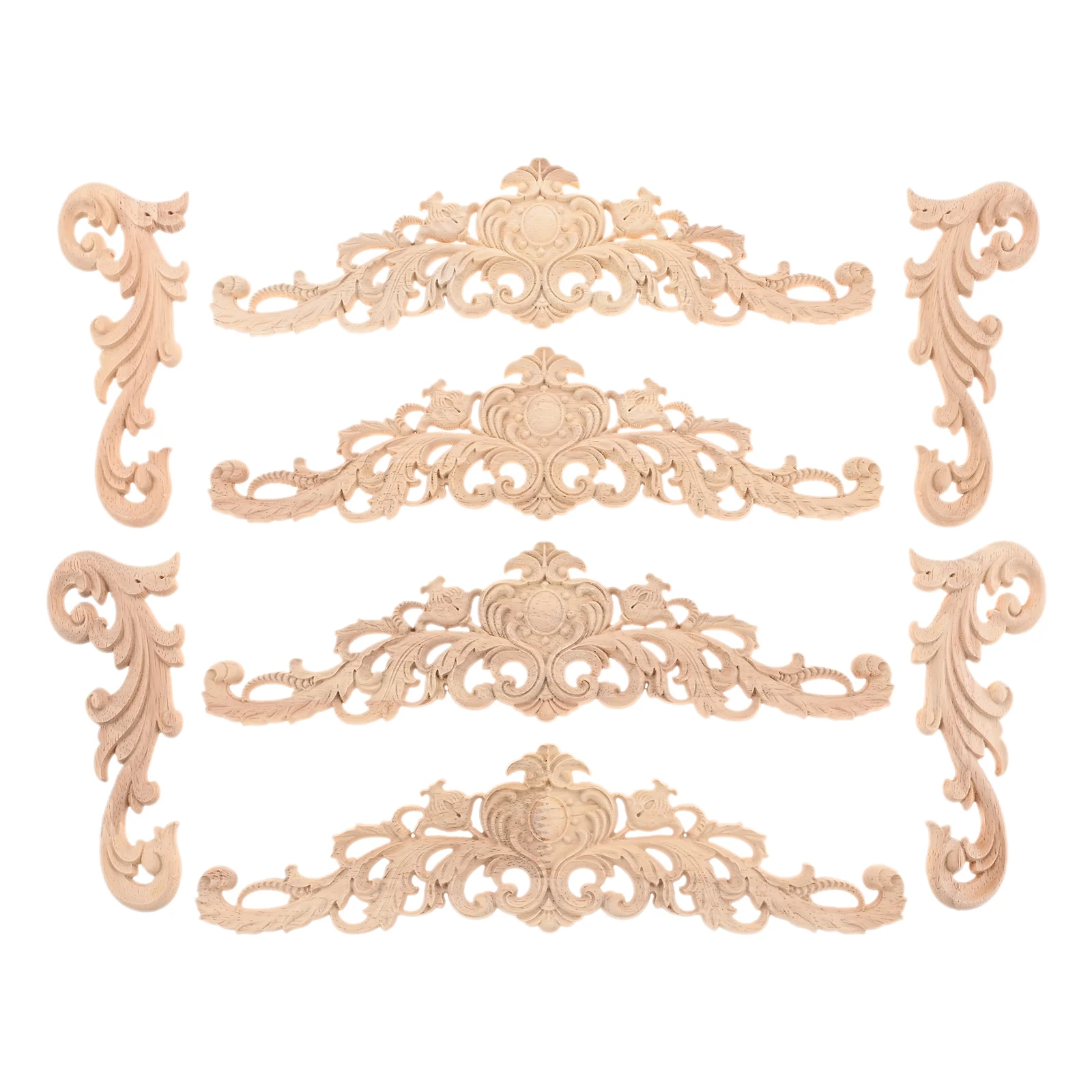 8pcs 2-style Wooden Decals 30/16cm Hollow Flower Branch Corner Strip Ornament Decor Furniture Door Wall Fireplace Home/Hotels