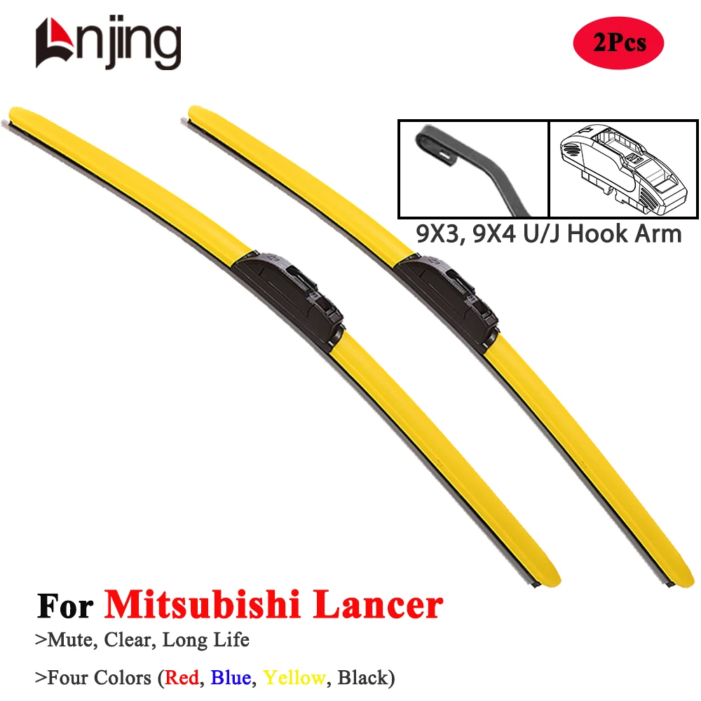 

LNJING Colorful Wiper Blades For Mitsubishi Lancer Sportback Cedia Fortis IO 1991 2000 2002 2009 2010 2014 2017 Car Accessories