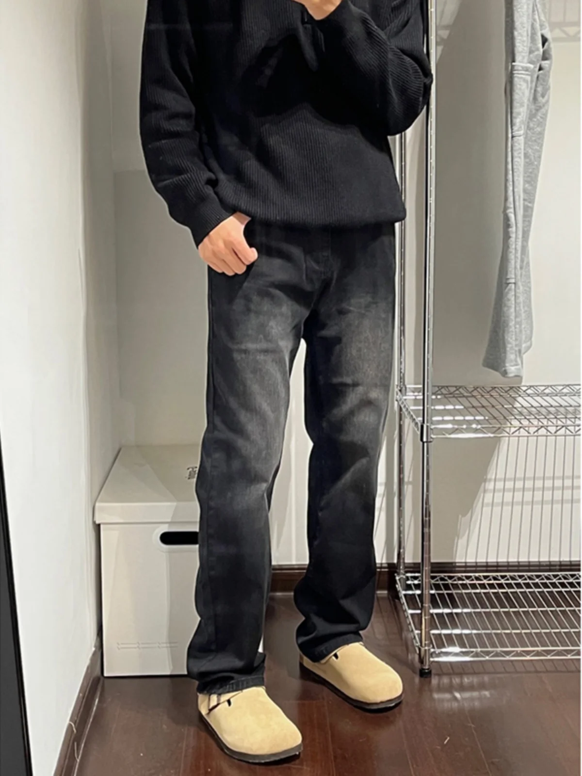 

Мужские джинсы American Sle adient Knife с прямыми штанинами, высокой талией, модные, в стиле High Street, расклешенные, осенние