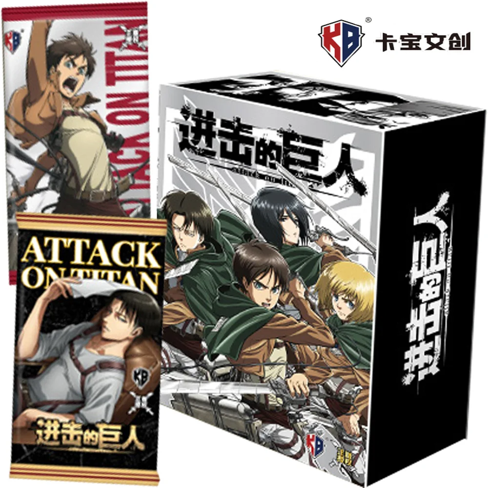 Kabao Attack On Titan Cartes à collectionner Booster Box - Personnages rares holographiques Eren Mikasa Armin Levi Anime Scout Regiment