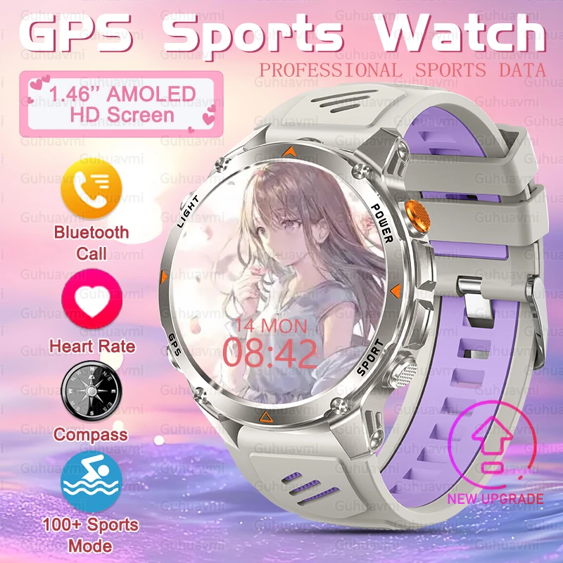 

2025 New Outdoor GPS Smart Watch Women AMOLED HD Screen Women's Health Tracker Sports Voice Bluetooth Call Smartwatches Ladies