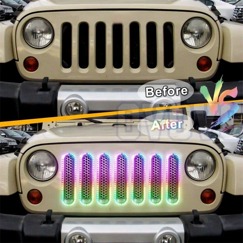 OOVS OEM Car Decoration RGB Daytime Running Light Auxiliary Light For Jeep Wrangler JK JKU Led Grille Light Bar