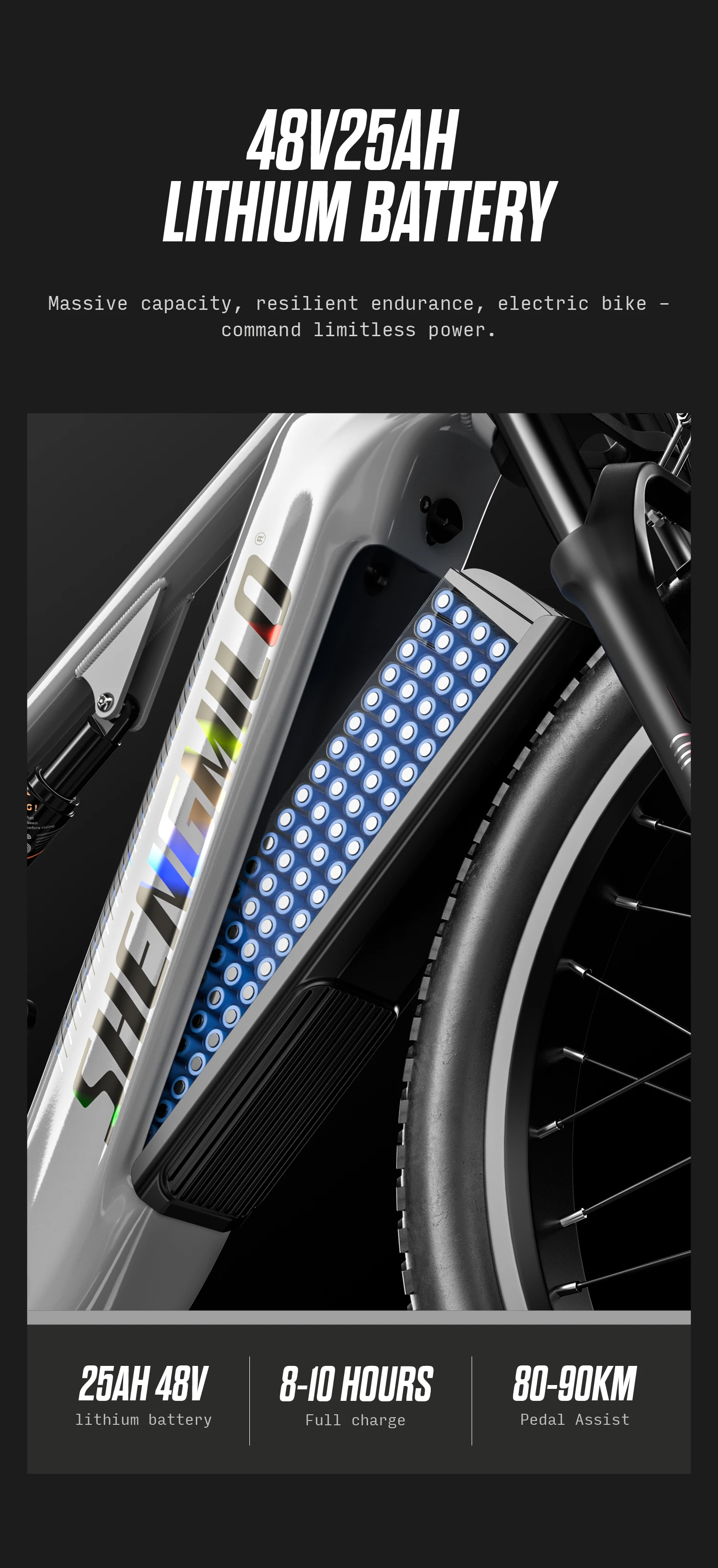 Shengmilo S600 pro Latest Version Adult Electric Bicycle, 48V 25Ah Battery, 80‑90KM Long Range under Pedal‑Assist Mode, 26*3.0‑Inch All‑Terrain Wide Tires, Urban Commuting E‑Bike