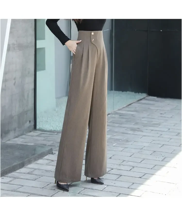 Frühling 2024 neue lange Hose mit lockerem Vorhang und voll passender Hose mit geradem Bein für Damen Pantalones z942