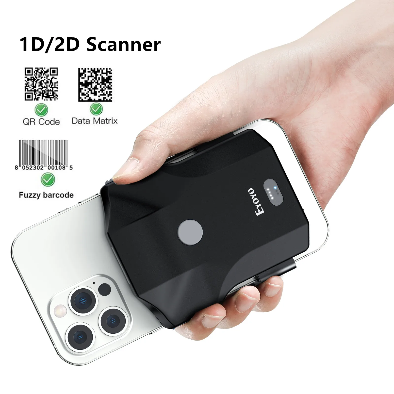 To EY-032P 2D Bluetooth Barcode Scanner Portable Back Clip Scanners Wireless 1D 2D QR Barcode Reader Mobile Payment Industry