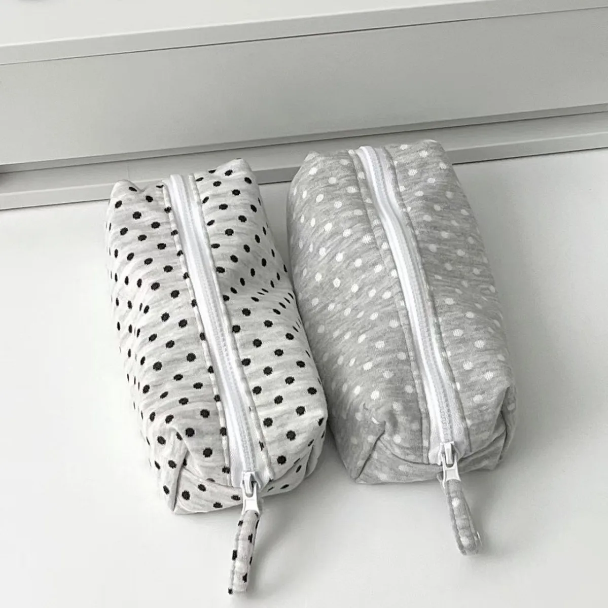 Korean Polka Dot Design Pencil Case Large-capacity Soft Touch Stationery Pouch Stationery Storage Bag Gift