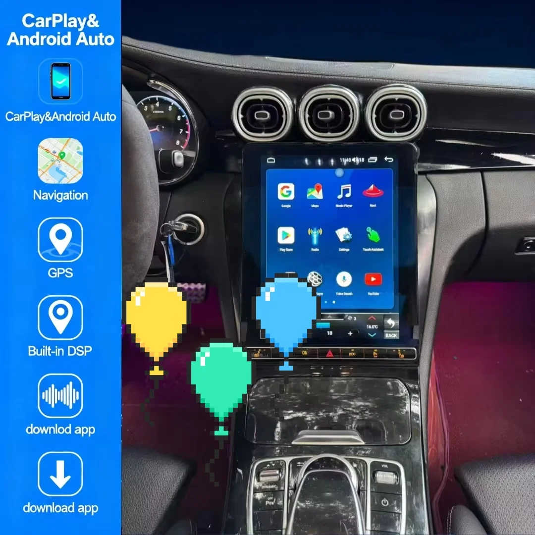 12.1 inch Screen Auto Car Radio Carplay For  Mercedes Benz GLC X253/C253 C W205 2015-2022 Android Stereo GPS Navigation Headunit
