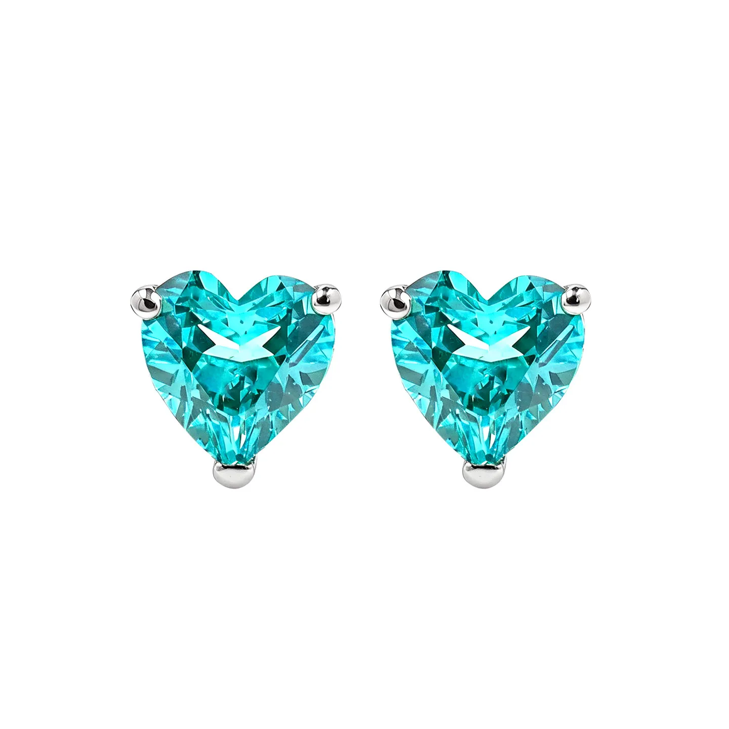 S925 Silver Ear Nail Paraiba Color 6 * 6mm Heart Shaped Zircon Inlaid Fashion Love Women's Jewelry view 6