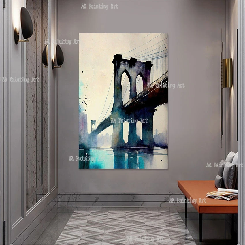 

Hotel Decor Luxury London Bridge Canvas Poster Art Unframed Handmade City Building Oil Painting Wall Hangings Artwork For Home