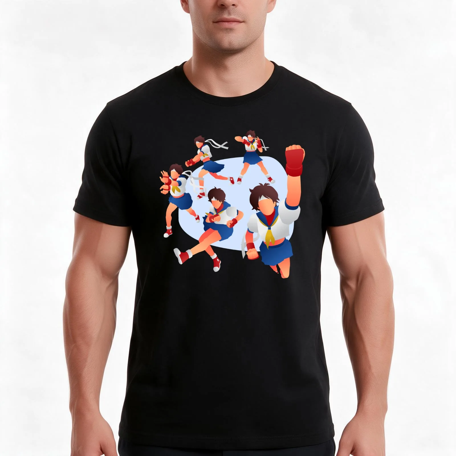 Sakura Combo T-Shirt, Summer Casual Cotton Tee, Oversized Streetwear Tops, Vintage Graphic Print, Loose Fit Short Sleeve