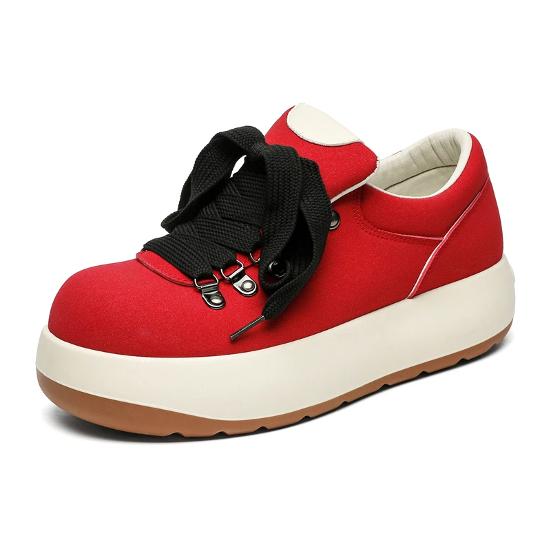 أحذية رياضية جديدة ذات رأس كبير وسطح جلدي مريح ومقاوم للاهتراء ومضاد للانزلاق ومبتكر ومتعدد الاستخدامات بلون سادة