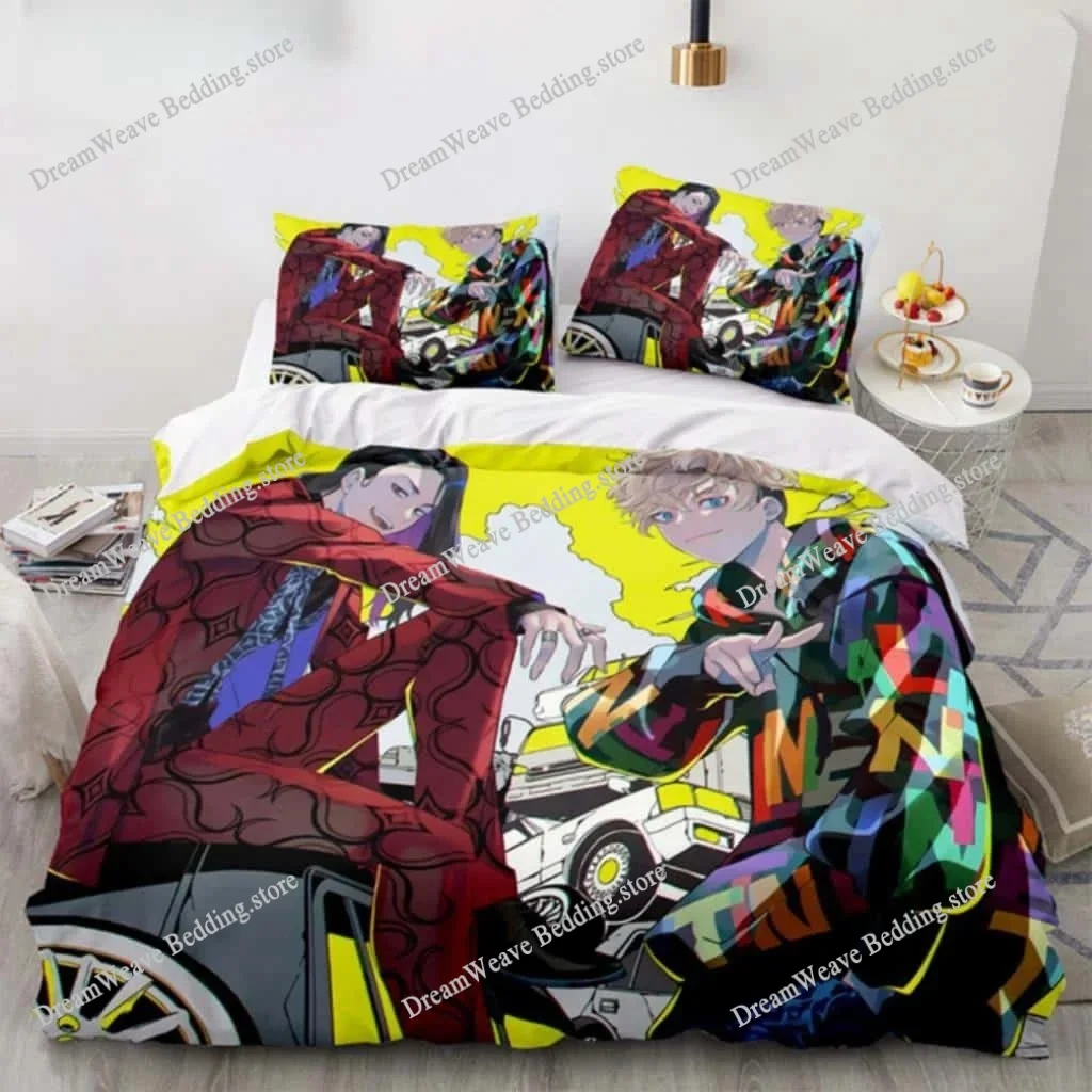 

Fashion Tokyo Revengers Bedding Set Polyester Double Single Full Size Anime Bed Set Adults Teens Bedroom Luxury Duvet Cover Set