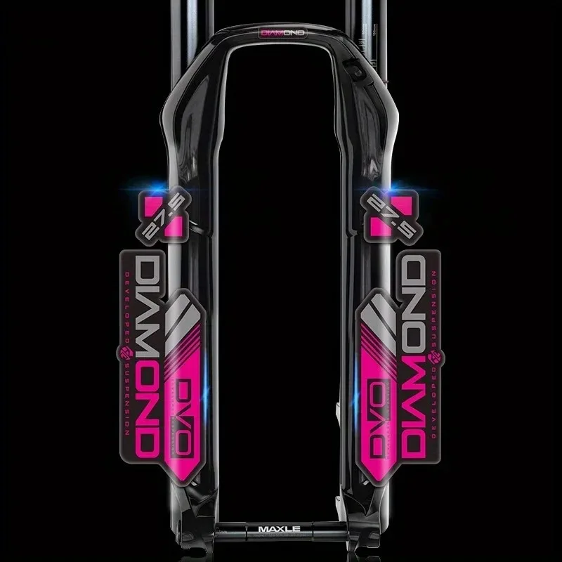 Adhesivo para horquilla delantera de bicicleta de montaña DVO Diamond de 6 piezas: ajuste, impermeable, resistente a impactos, diseño aerodinámico con logotipo DVO