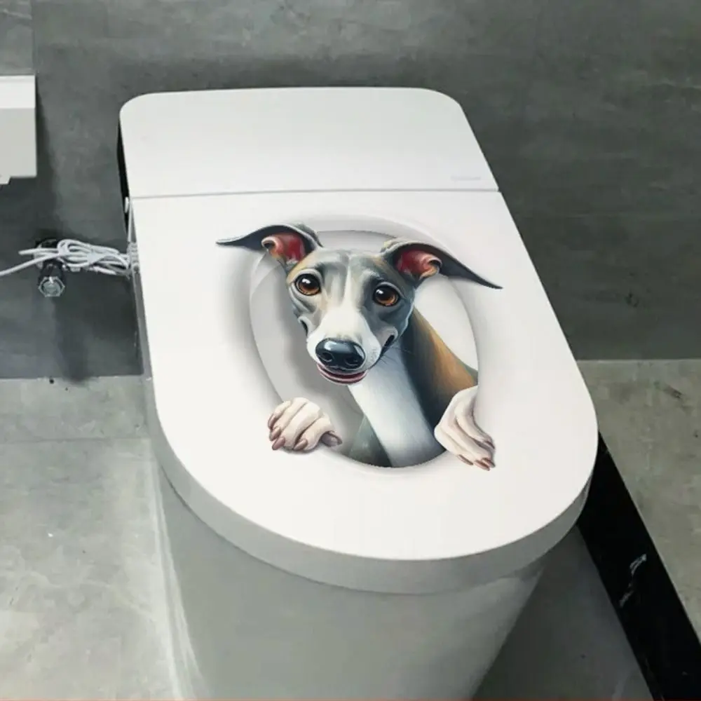 Creative PVC Toilet Stickers Self-adhesive 3D Cat Dog Wall Sticker Waterproof Toilet Seat Decals Home Decoration
