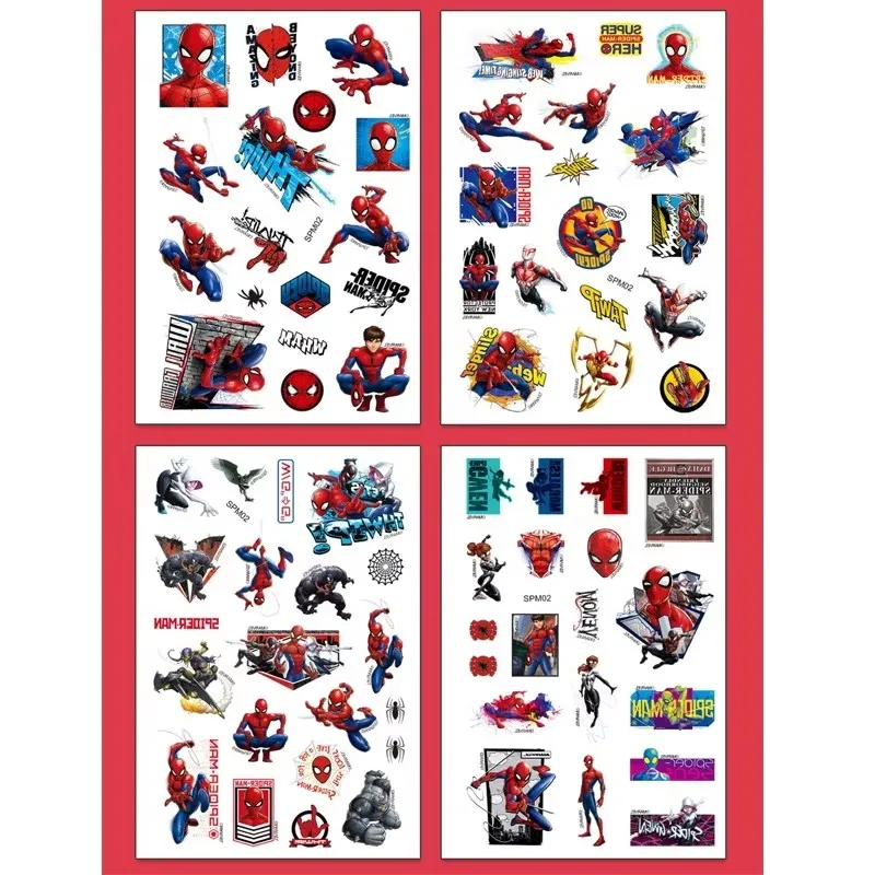 4 Stück/Set Cartoon The Avengers Iron Man Temporäre Tattoo-Aufkleber für Geburtstagsfeier Spider-Man Tattoo-Aufkleber Dekoration