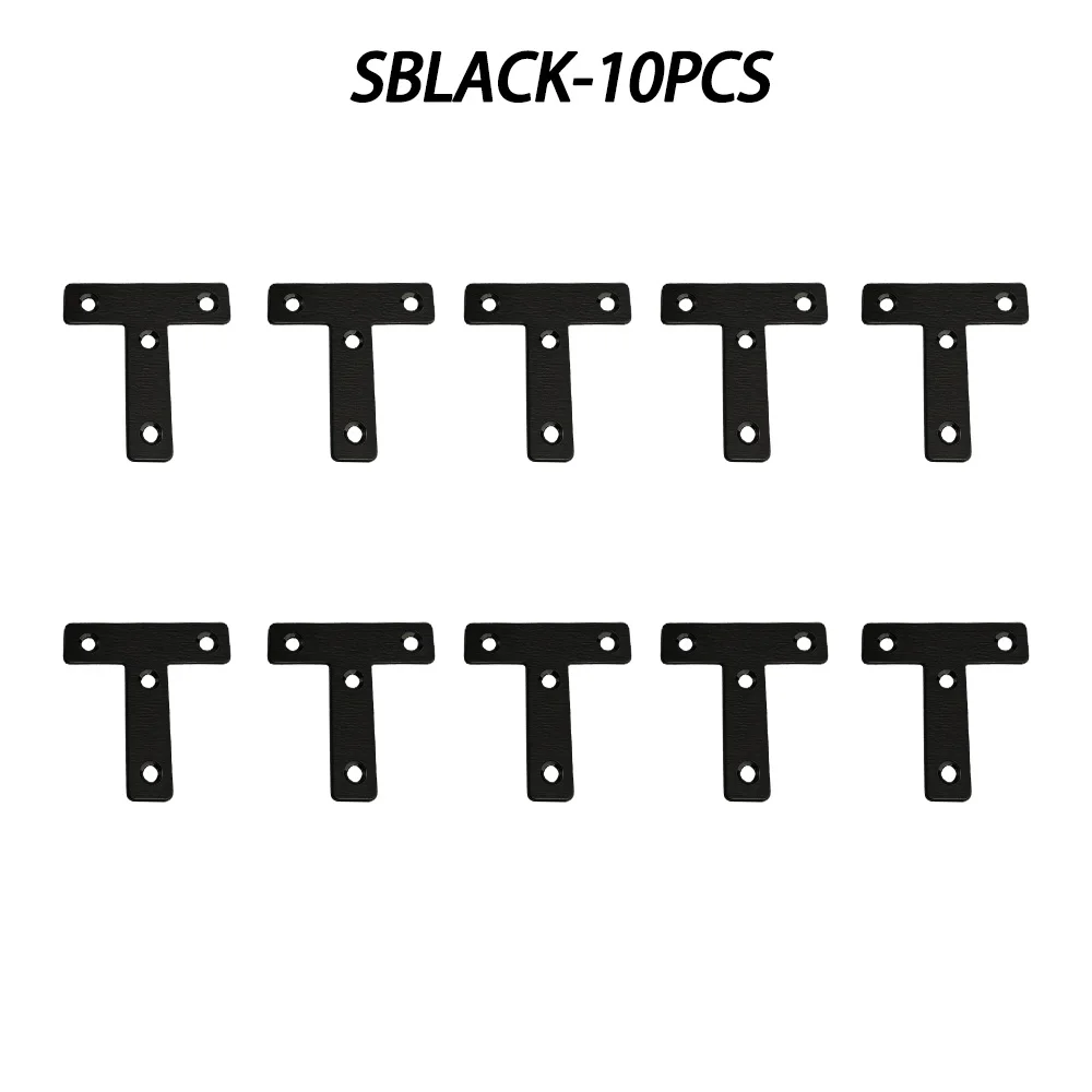 10 pieces of stainless steel and black paint thickened corner code, 1.97in l and t square code, triangular flat connector, fixed
