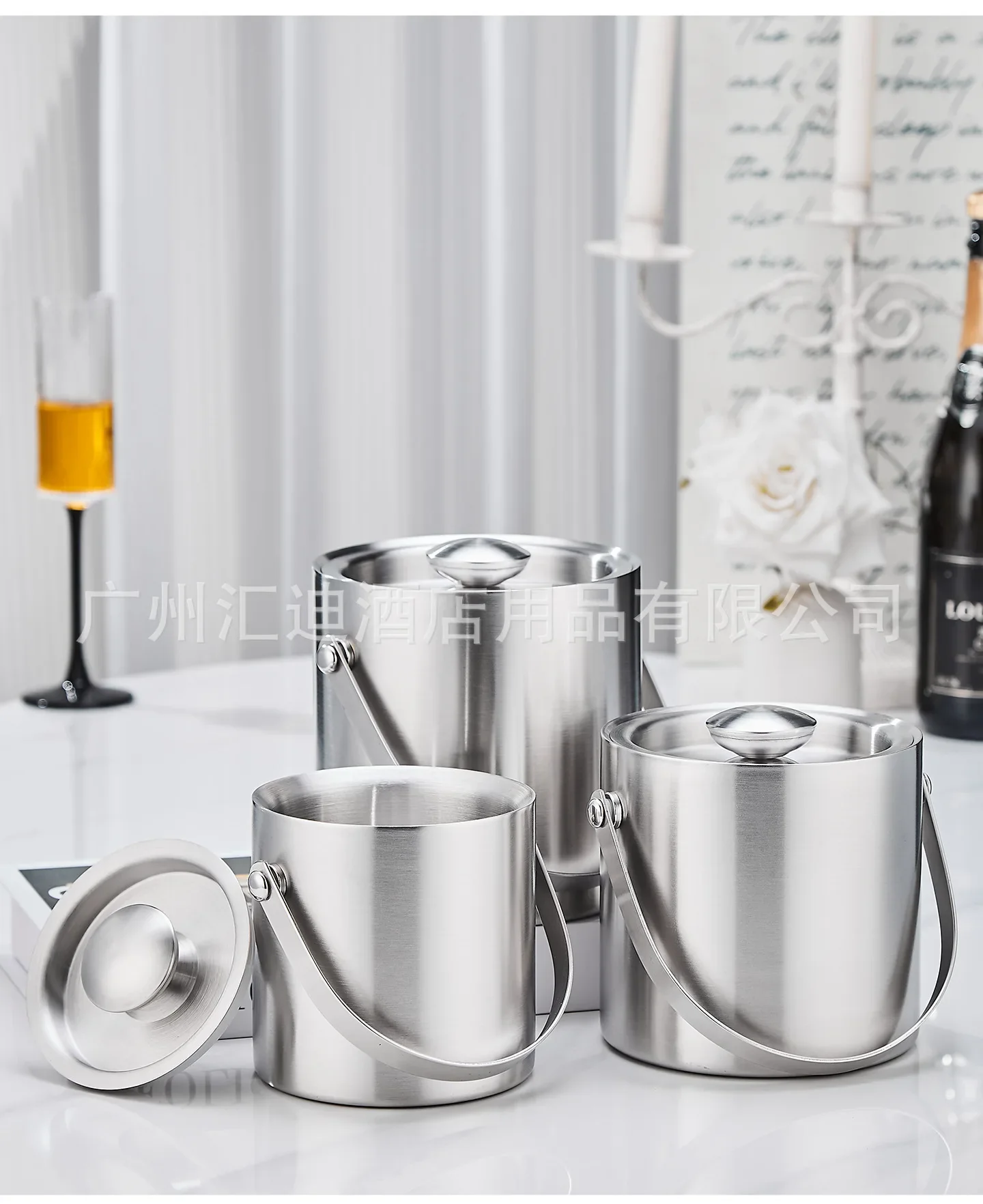 thickened stainless steel double ice bucket champagne wine bucket