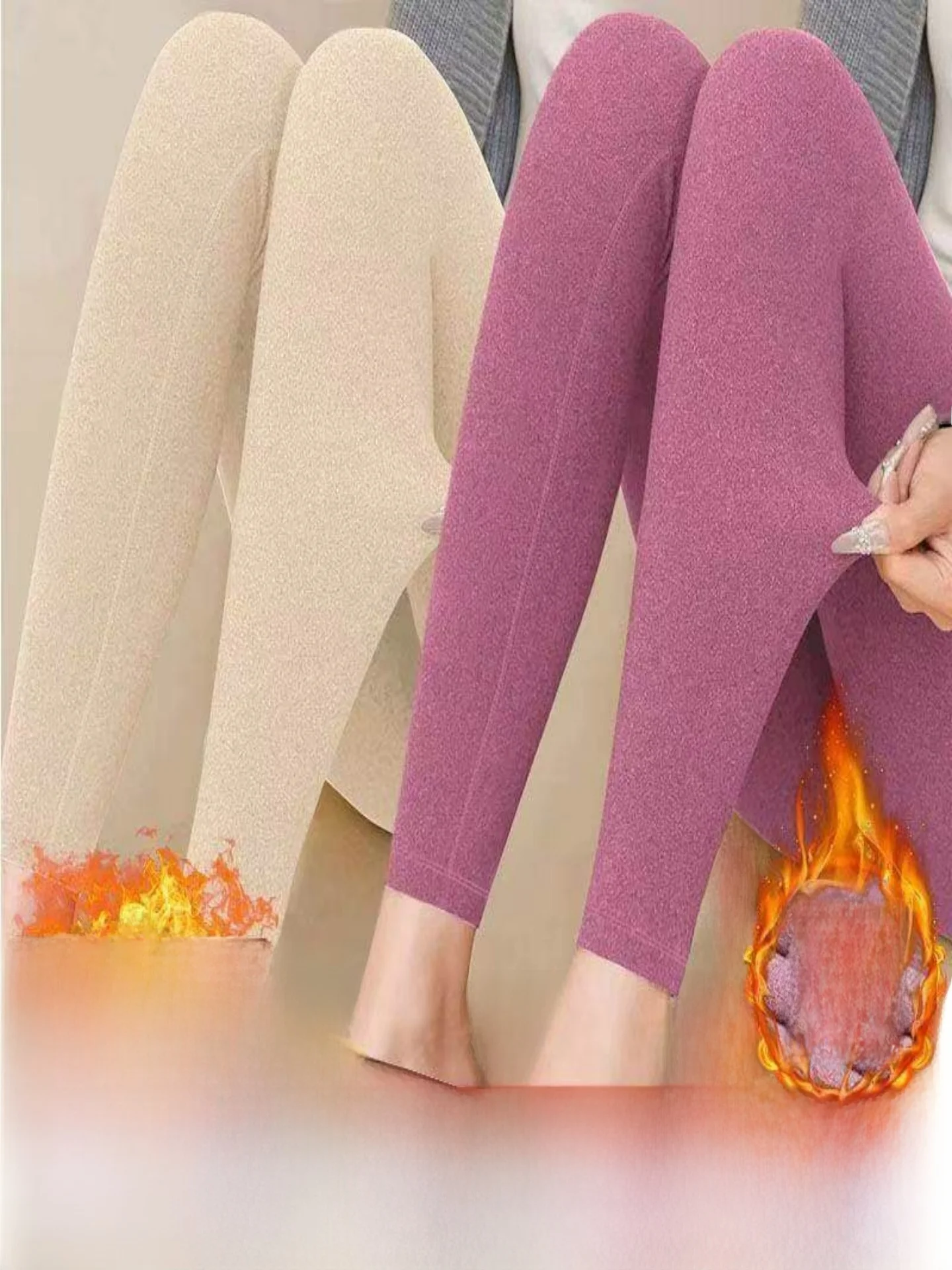 Thickened Winter Warm Women's Fleece Lined Trousers Double Sided Brushed Slim Fit Autumn Winter Thermal Leggings Casual Pants