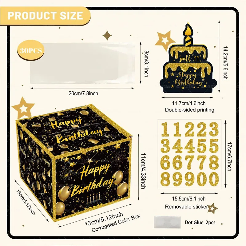 Tirelire d'anniversaire pour cadeau d'argent, boîte Surprise enroulable pour billets de banque, décoration de fête pour amis, accessoire de décoration d'ambiance d'anniversaire