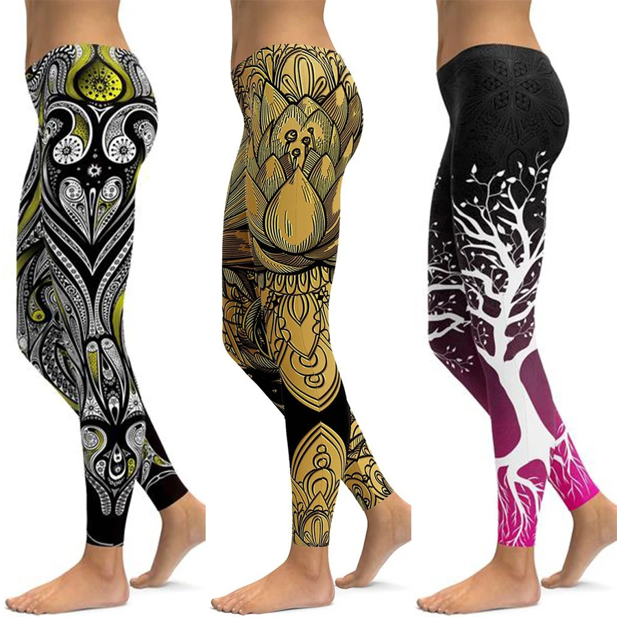 LI-FI Print Yoga Pants Women Unique Fitness Workout Sports Running Leggings Sexy Push Up Gym Wear Elastic Slim