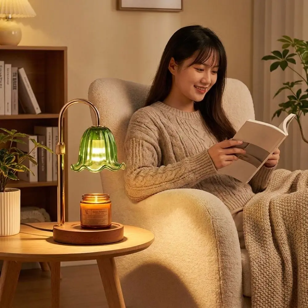 Ambient Lighting Adjustable Height Aromatherapy Lamp Vintage 4 Speed Wax Warmer Lamp Timer Scented Candle Melter Living Room