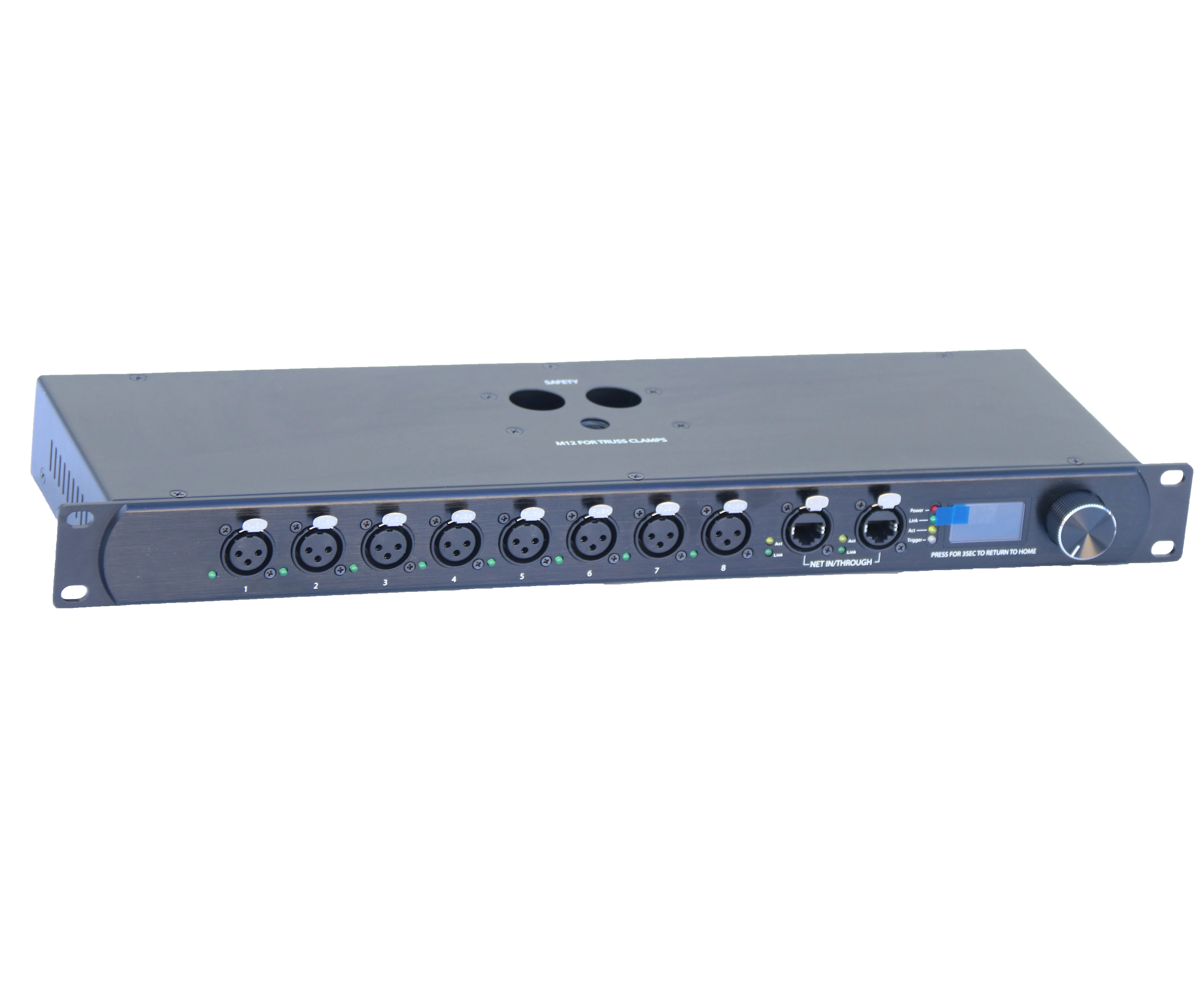 Gold Seller Hight Quality Rack-Mount Art-Net/sACN to DMX/RDM Controller with 8-Port Optical Splitter With LED Screen