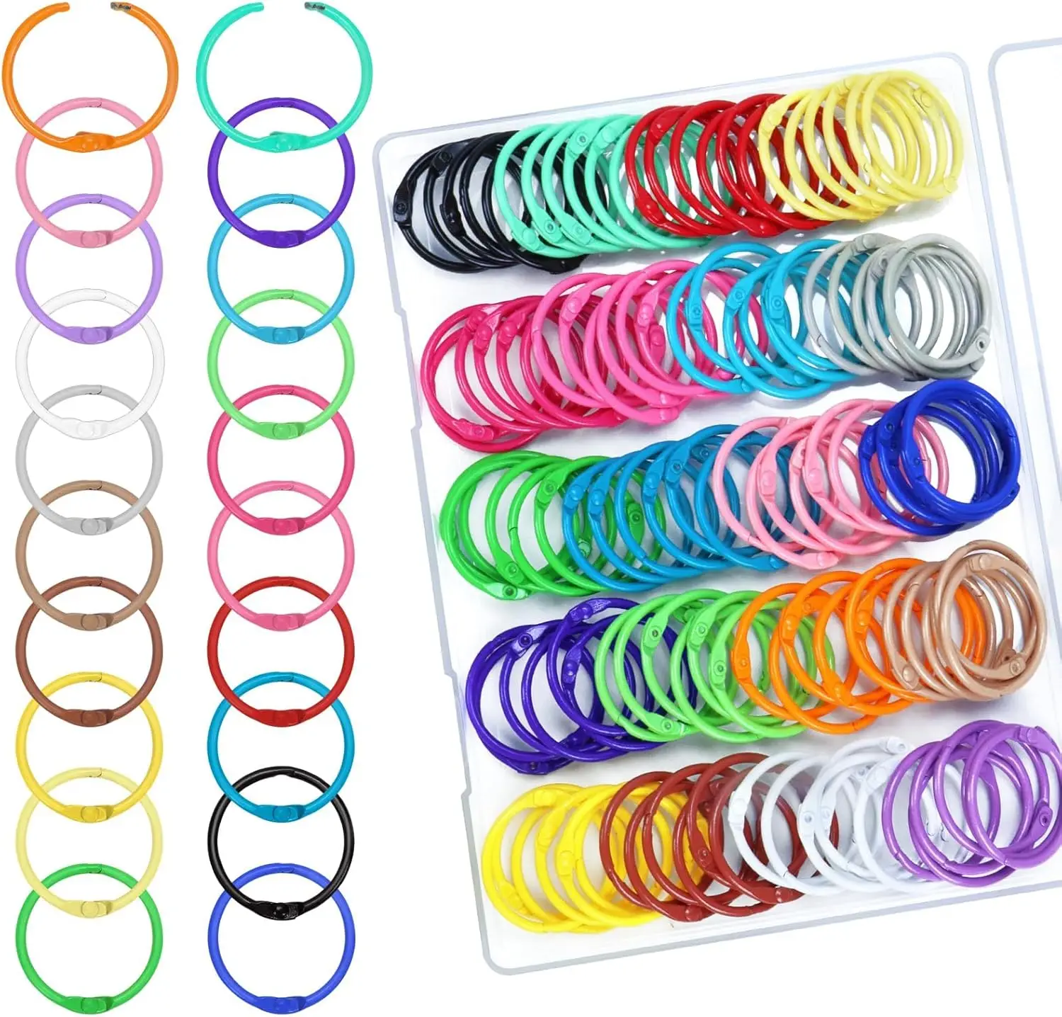 

120 PCS Binder Rings 1.2 Inch Metal Book Rings for Index Cards, Flashcards, Key Rings, Notebook Paper, 20 Colors