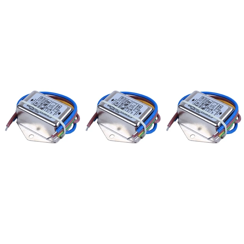 3X AC 115 V / 250 V 6 A EMI Individual Phase Noise Filter