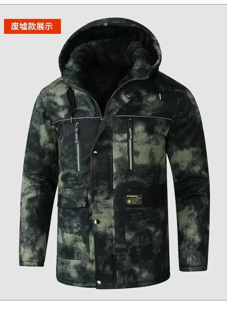 Camouflage Down Parkas Jackets 2024 Men\'s Parka Hooded Coat Male Wool Liner  Parkas Winter Jacket Men Military Cotton Overcoat