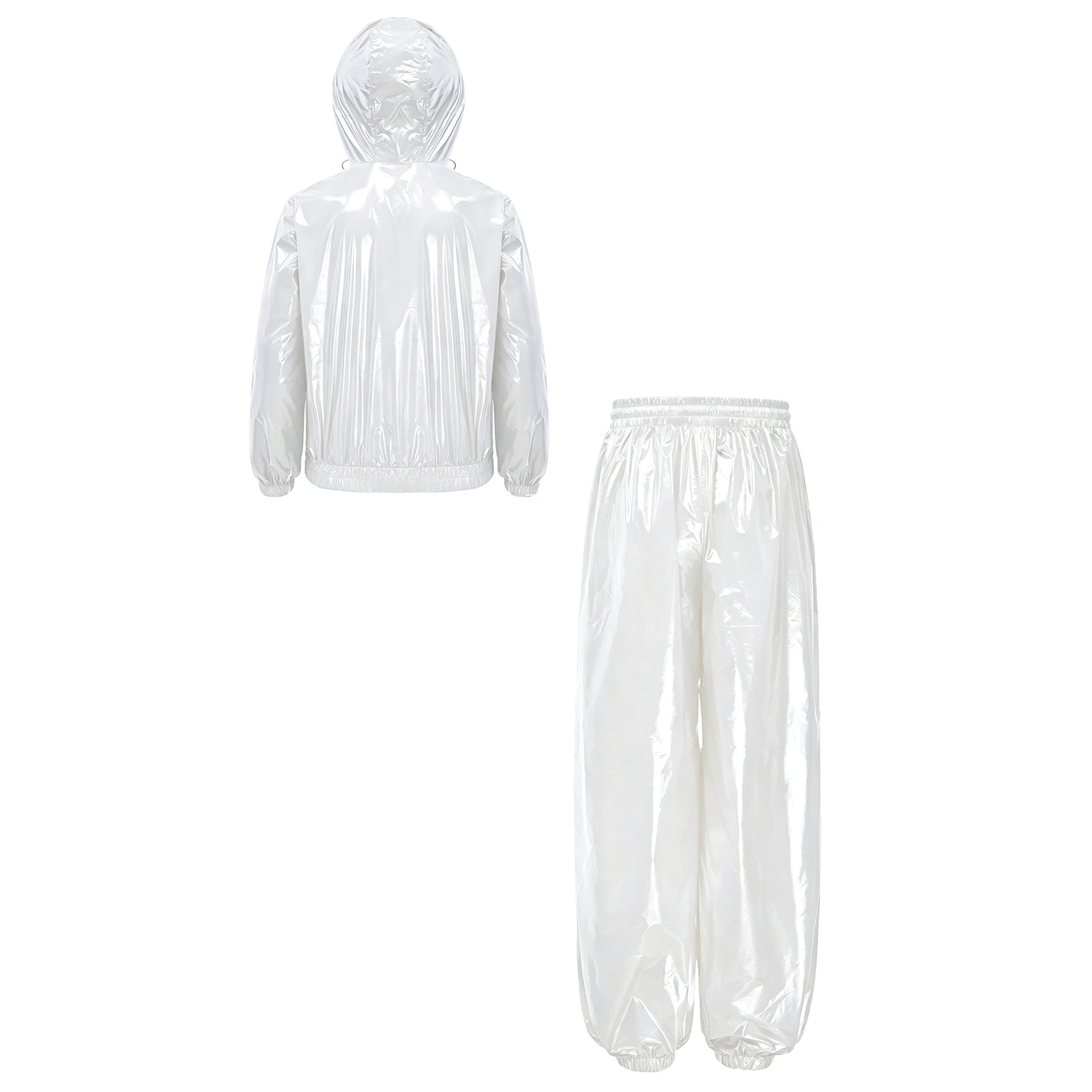 Unisex Kids Hip Hop Street Dancewear Water Resistant Hooded Jacket with Elastic Waist Jogger Pants for Hiking Fishing Casual