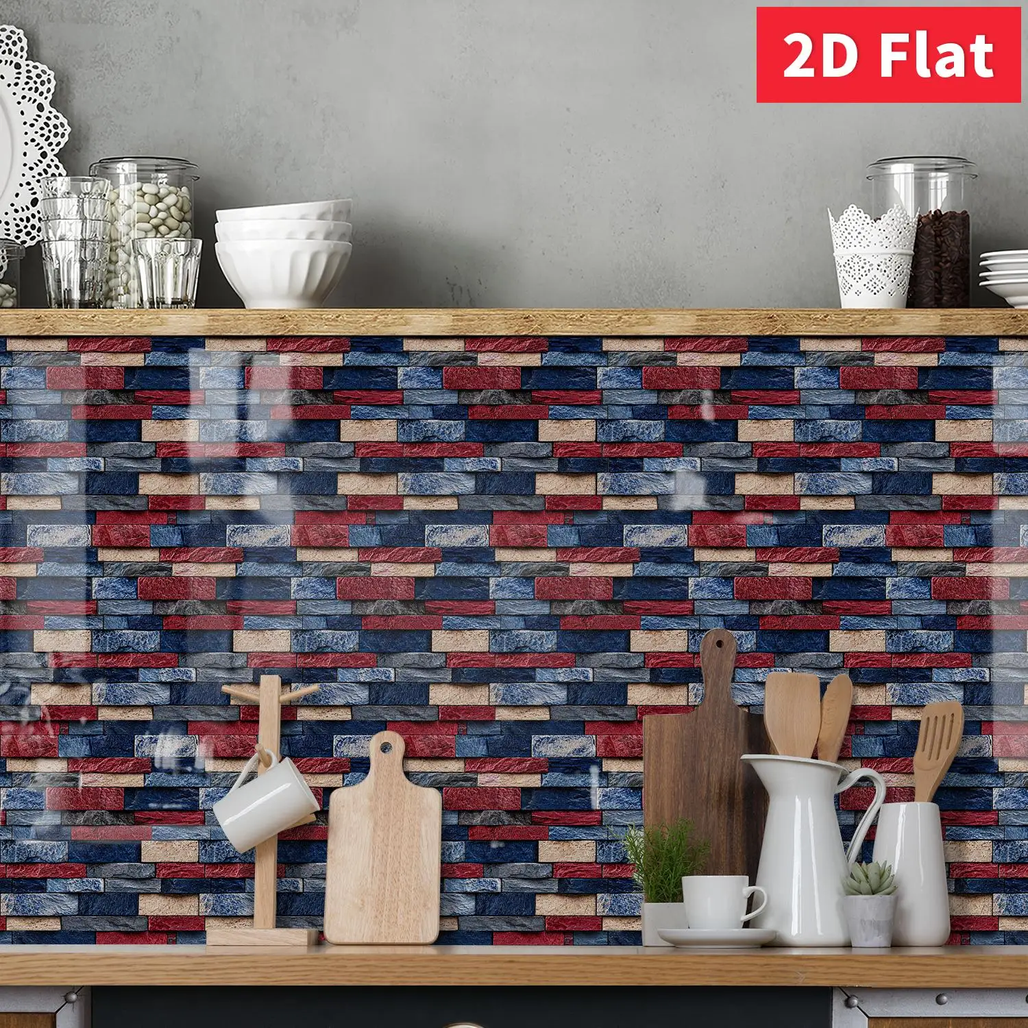 Red Blue Mixed Stone 12x12