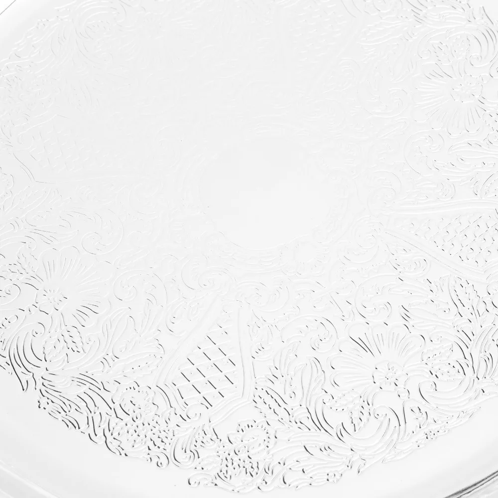 Solid Metal Mini Tray Raised Anti-drop Retro Embossed Carved Serving Dish Polished Scalloped Decorative Platter Dressing Table